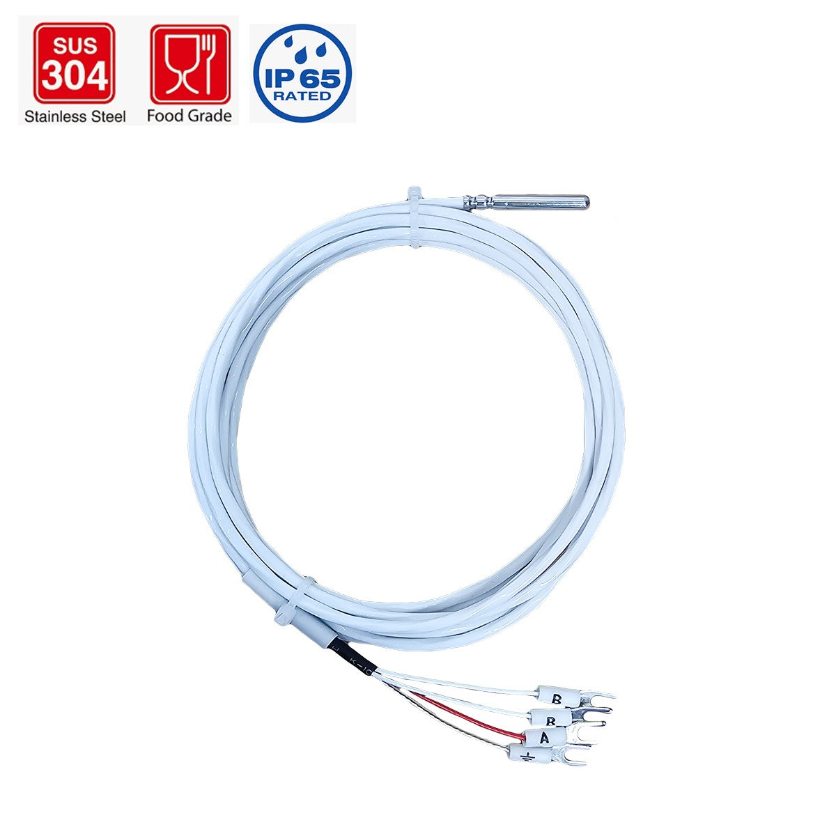 RTD PT100 Temperature Sensor Stainless Steel Probe High Temperature Telfon Cable