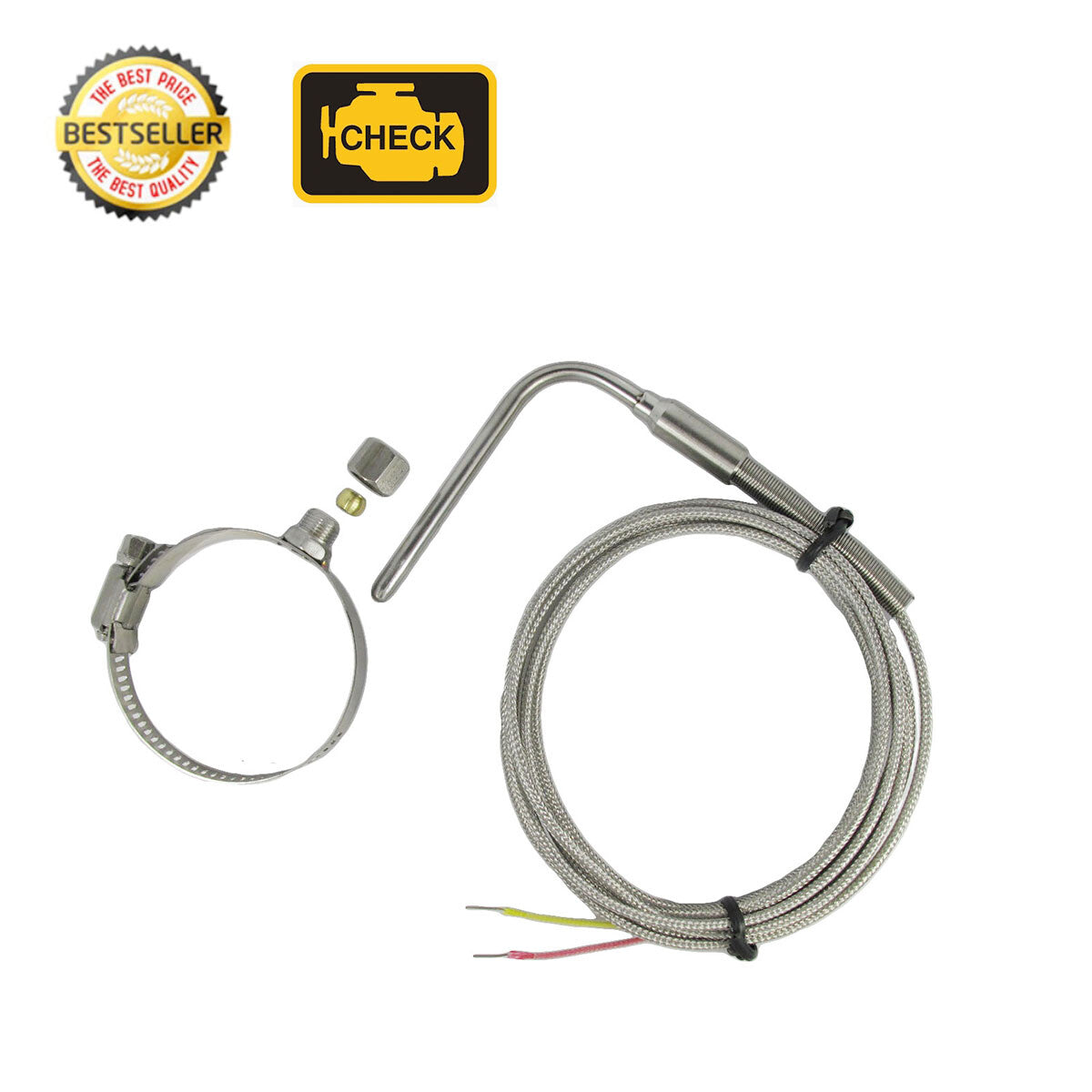 EGT Car Exhaust Temp Sensors K Type with 1"~2" Clamp & Adjustable Insert Length