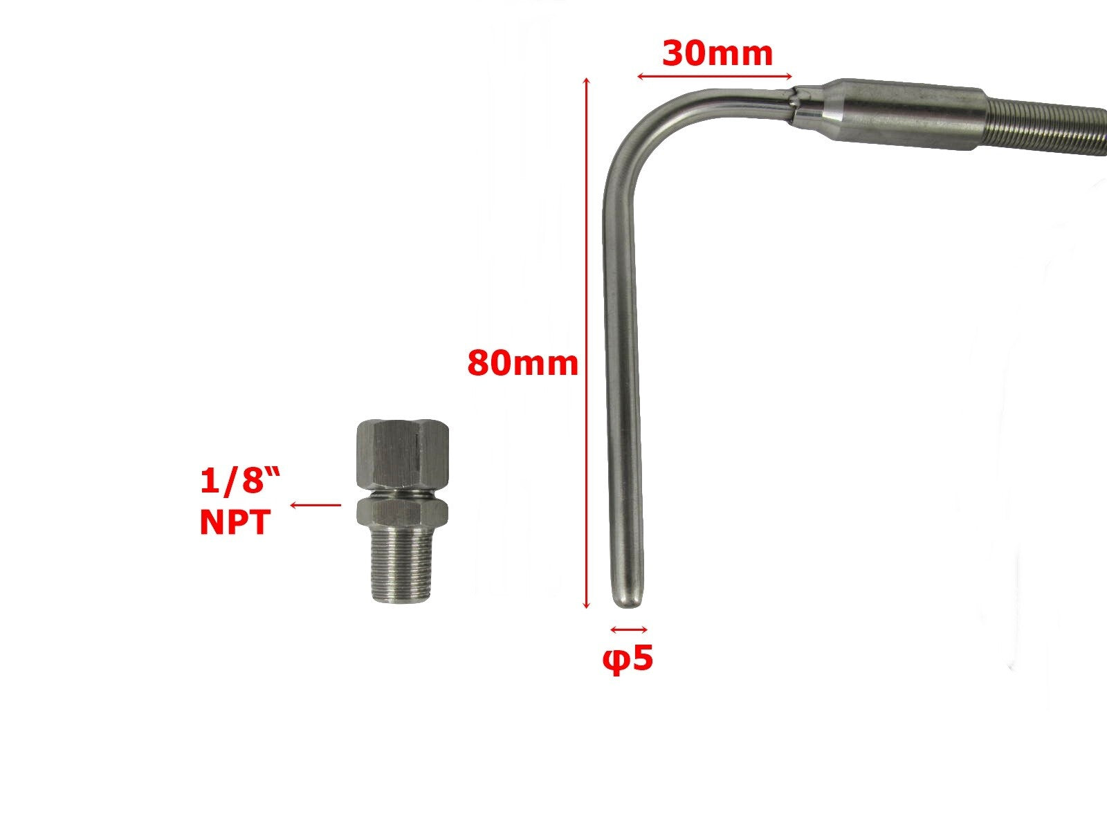 Temperature Red LED Gauge Combo 90° Bend EGT Sensor & Weld Bund ℃ / ℉