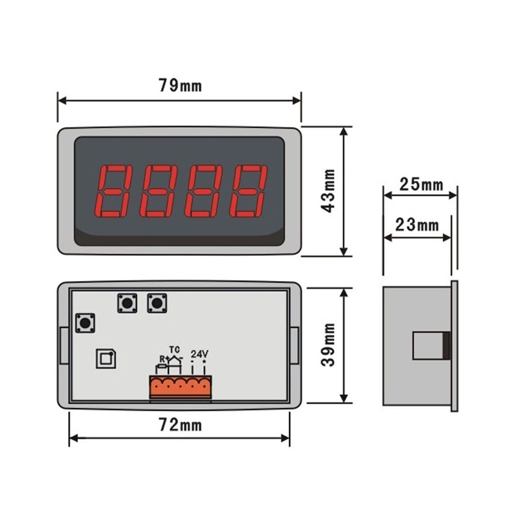 Blue LED Gauge Temperature Combo Kit with 90° Bend Temperature Sensor in ℃ or ℉