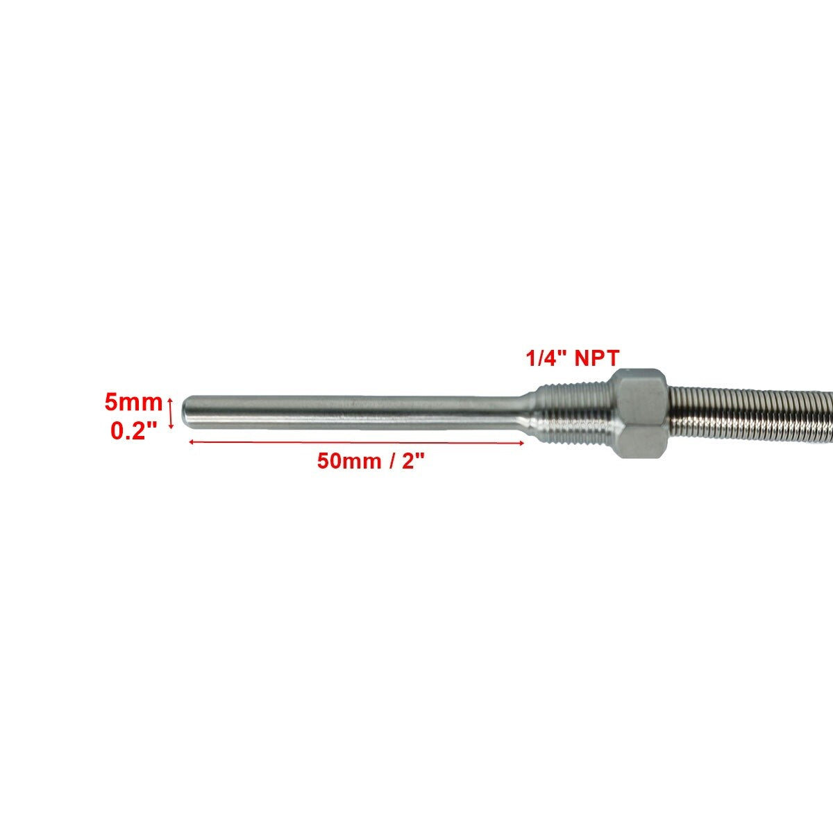 Waterproof Temperature Sensors K Type Thermocouple SS Probe 1/4” NPT Threads
