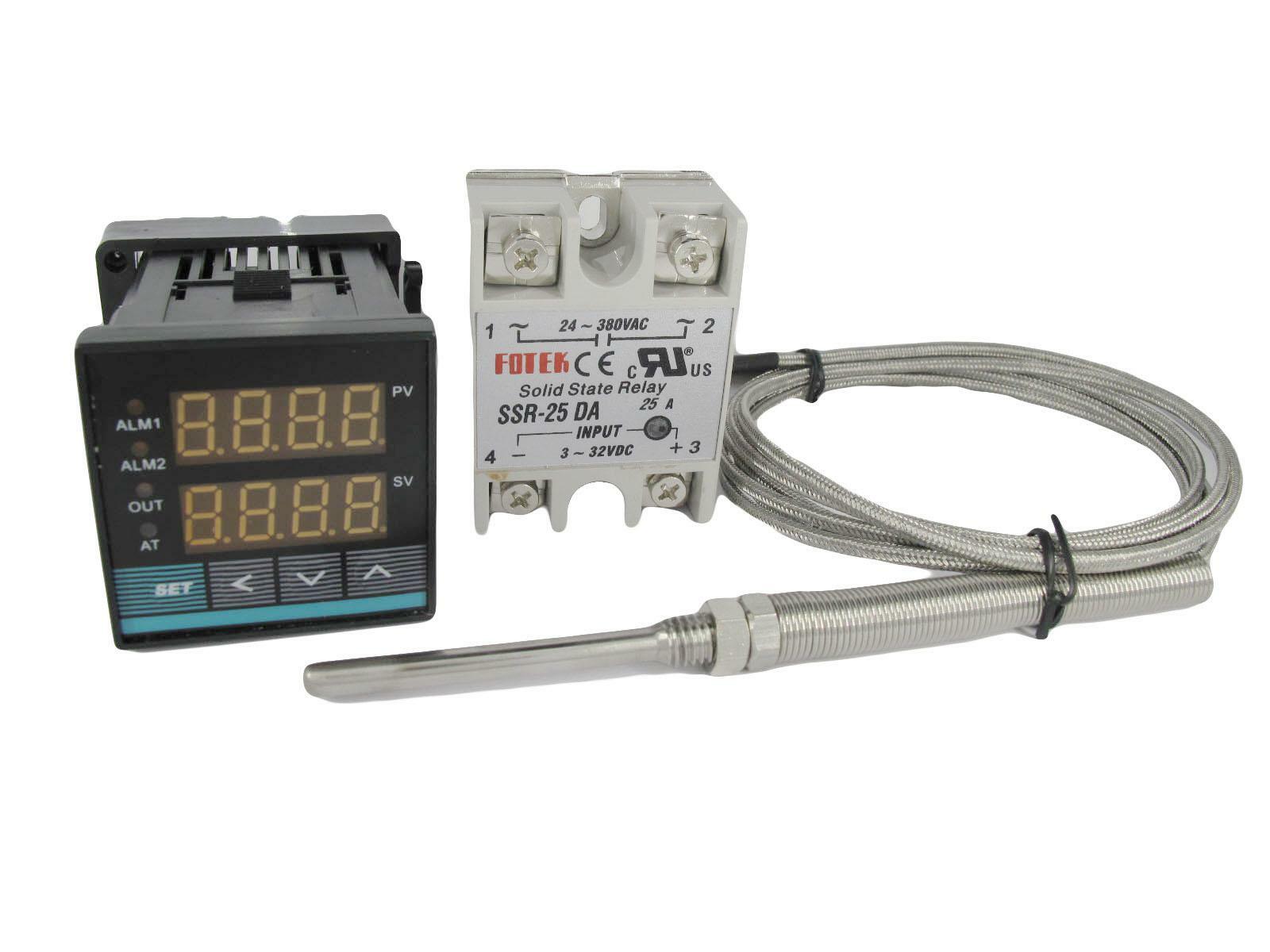 Digital PID Temperature Controller w SSR HighTemp Sensors in ℃ / ℉ (2 Alarm)