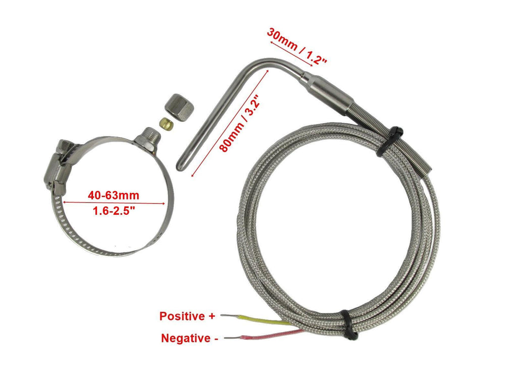 EGT Temperature Sensors K Type for Car Exhaust 1.5"~2.5" Clamp Adjustable Insert