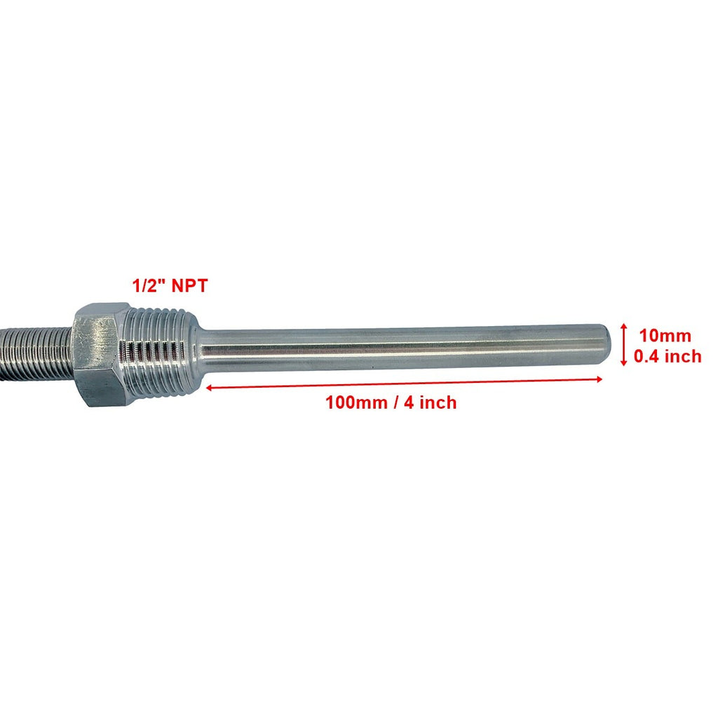 RTD PT100 Temperature Sensors Stainless Steel Waterproof Probe &1/2” NPT Threads