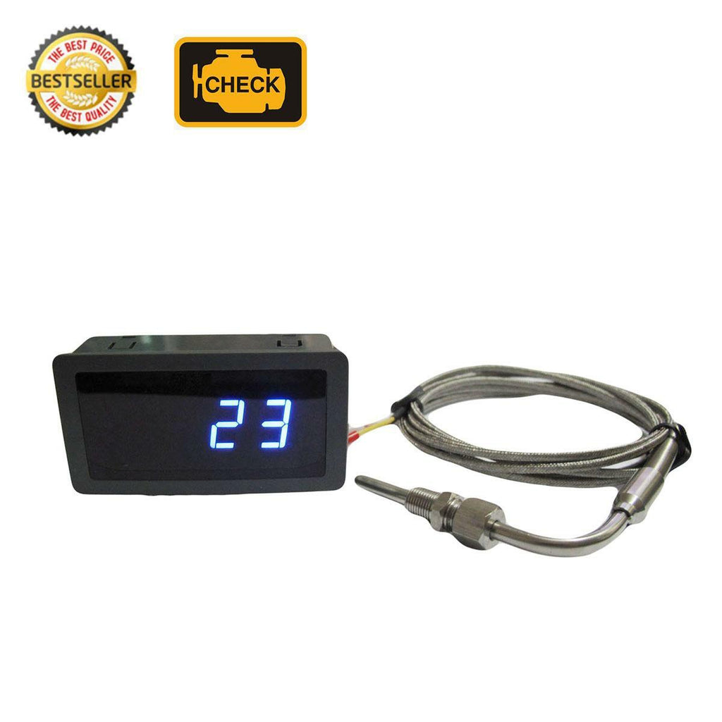 Exhaust Temperature Blue LED Gauge Combo Kit with 90° Bend EGT Sensor in ℃ or ℉