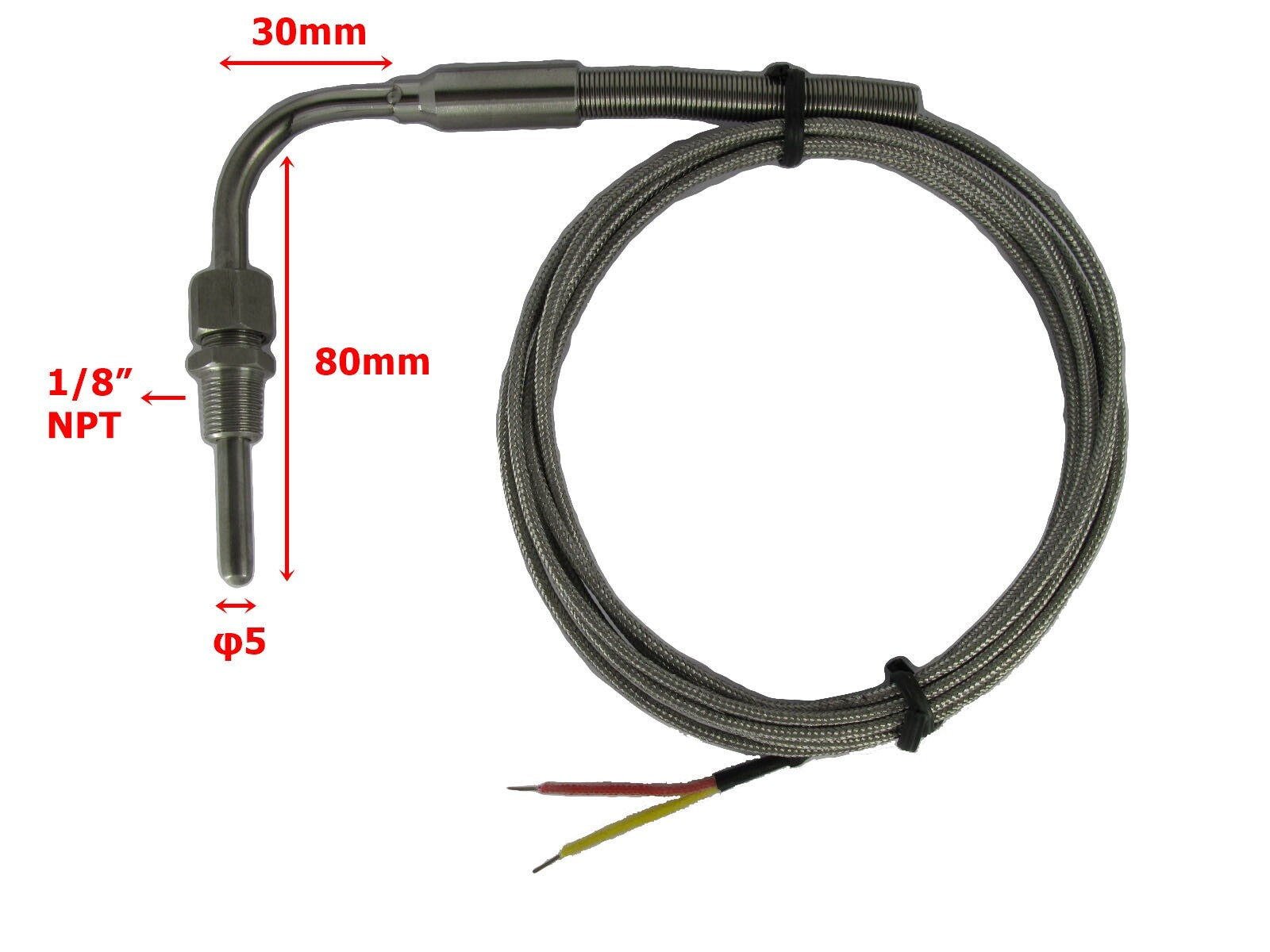 Exhaust Temperature Blue LED Gauge Combo Kit with 90° Bend EGT Sensor in ℃ or ℉