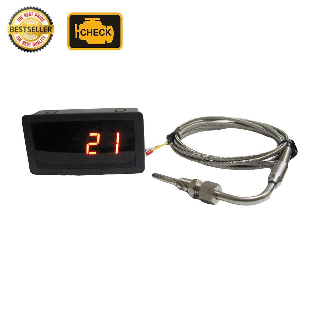 Exhaust Temperature Red LED Gauge Combo Kit with 90° Bend EGT Sensor in ℃ / ℉