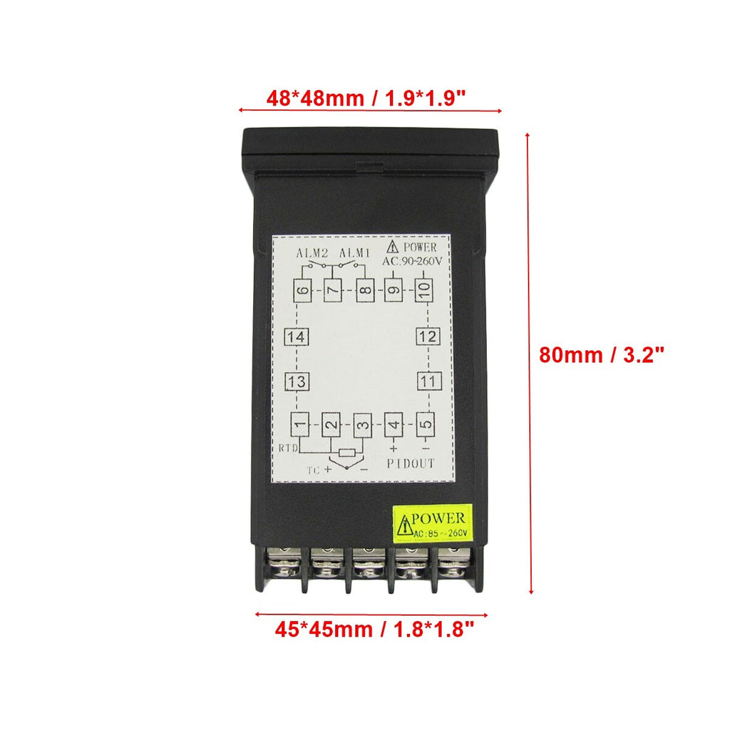 Digital PID Temperature Controller w SSR HighTemp Sensors in ℃ / ℉ (2 Alarm)