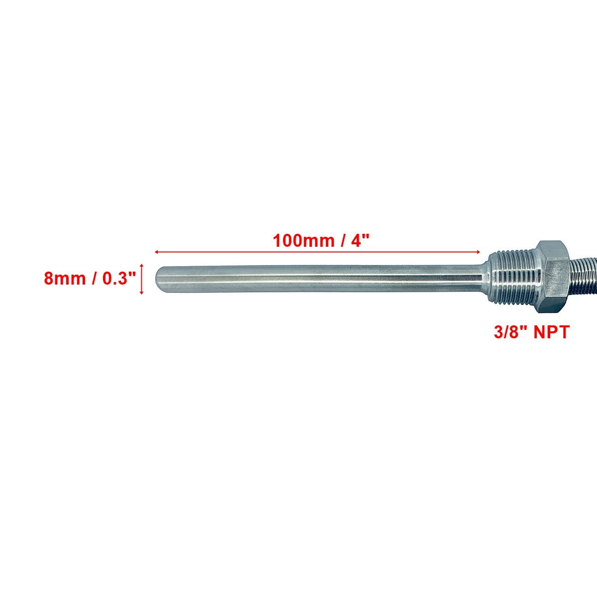 Temperature Sensors K Type Thermocouple SS Waterproof Probe 3/8” NPT Threads